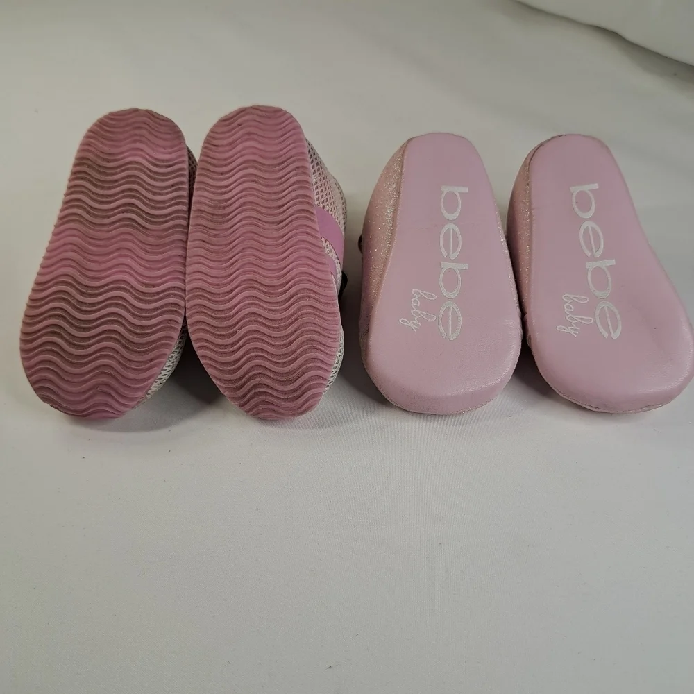 👟bebe & Nautica Pink Infant Shoes Sz 3 & 4